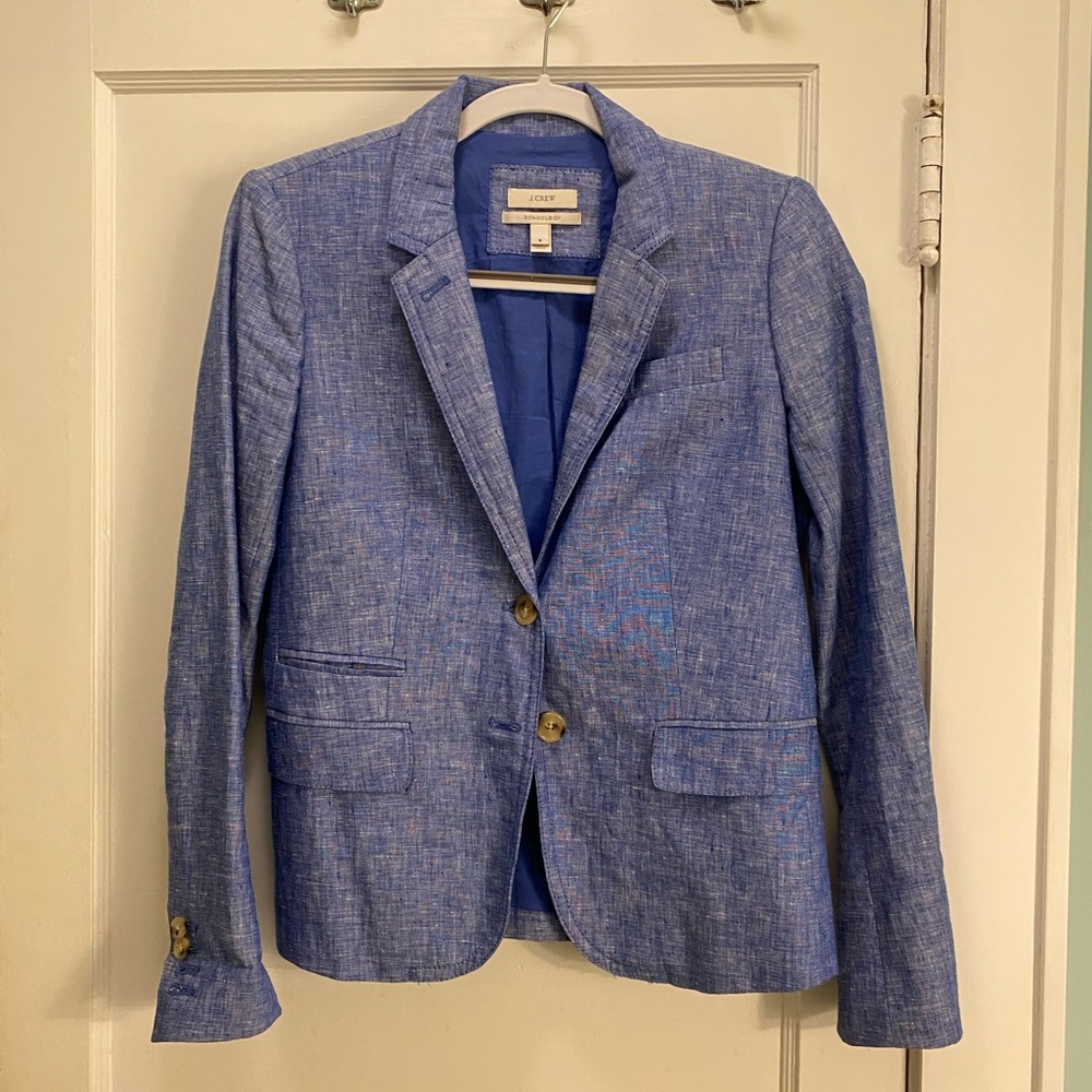 J. Crew Schoolboy Chambray Linen Blazer